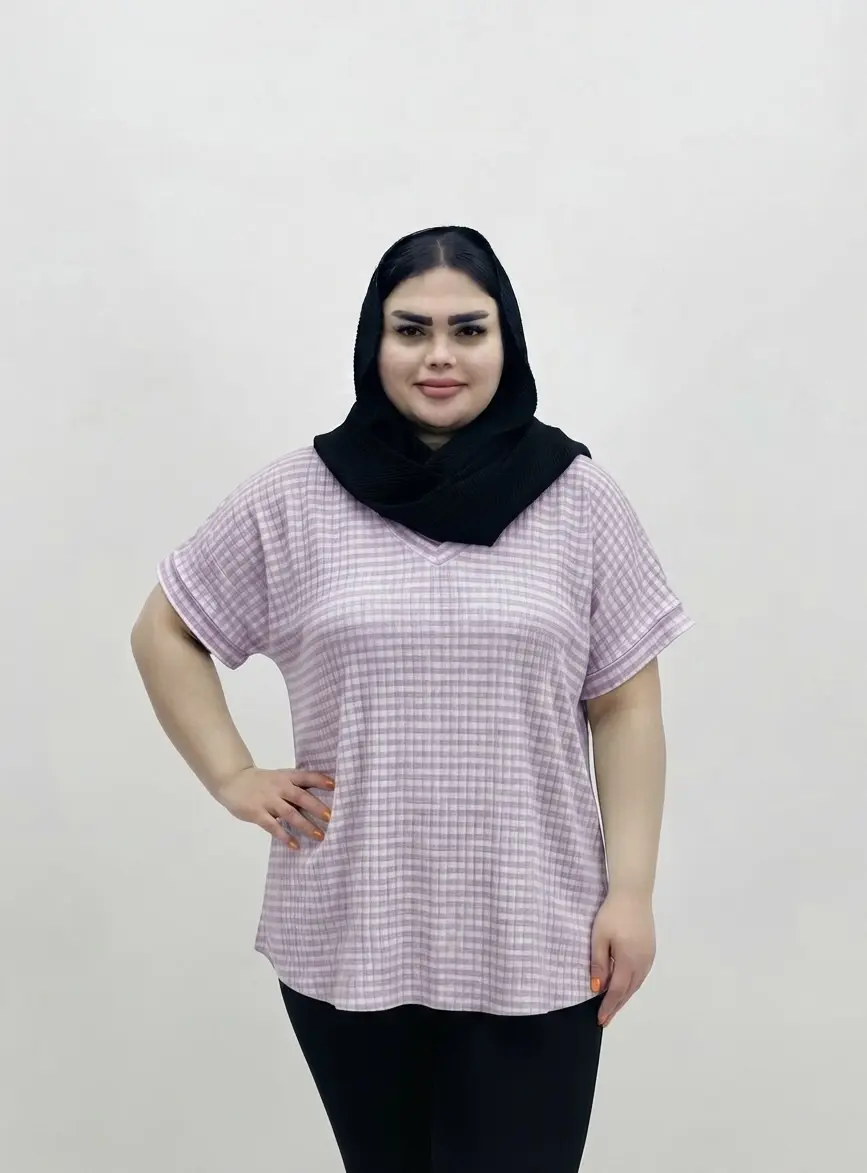 تیشرت سایز بزرگ زنانه پلیسه تریکو